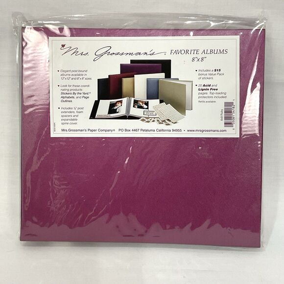 Mrs. Grossman's Favorite Albums 8" x 8" Scrapbook bonus stickers Ruby New - Picture 1 of 4